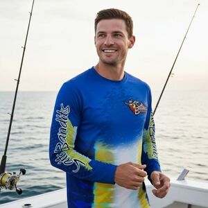 Salt Bandits Tuna Marlin Fishing Performance Long Sleeve Tee Shirt Large UV 50